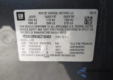 2016 Chevrolet Equinox Ltz z USA, uszkodzony, nr VIN 1GNALDEK4GZ100483